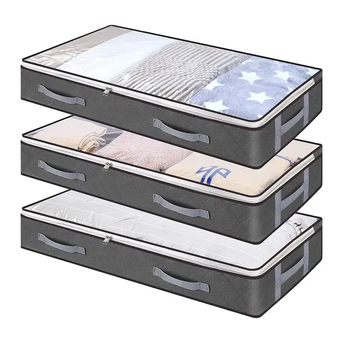 Conteneurs de rangement pliables sous le lit, avec fenêtre transparente, organisateurs de jouets sou