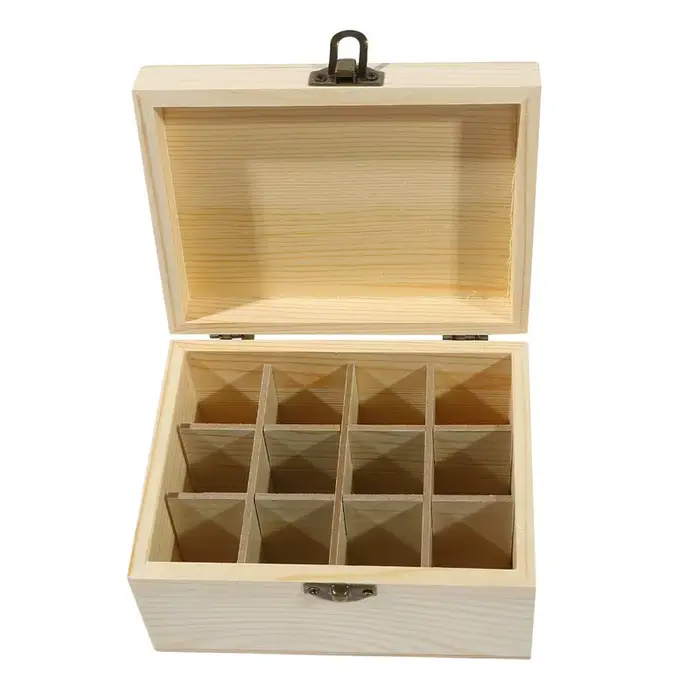 Boîte de Rangement en Bois pour Huiles Essentielles, Conteneur d'Aromathérapie HI, 12/25 Fentes