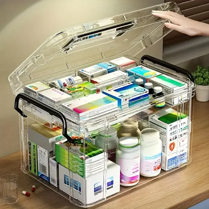 Boîte de rangement de médicaments 1 pièce-organisateur de niveaux pour pilules |   Conception transp
