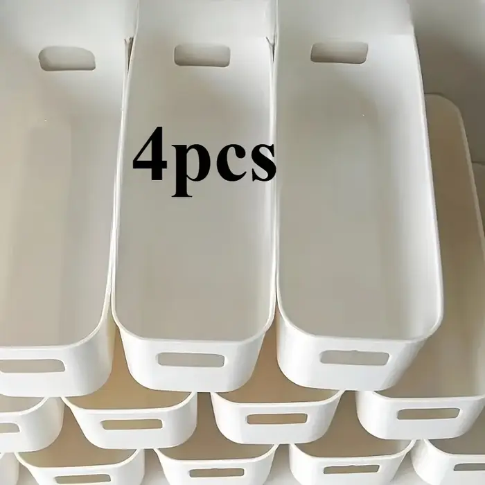 Boîtes de rangement en plastique blanc, 4 pièces, adaptées aux tiroirs, étagères, armoires, bureau, 