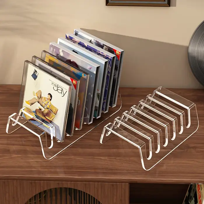 Étagère de présentation de CD en acrylique transparent à 6 compartiments
