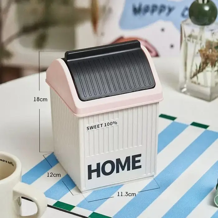 Mini poubelle de bureau mignonne en forme de maison, petite corbeille à papier, organisateur de bure