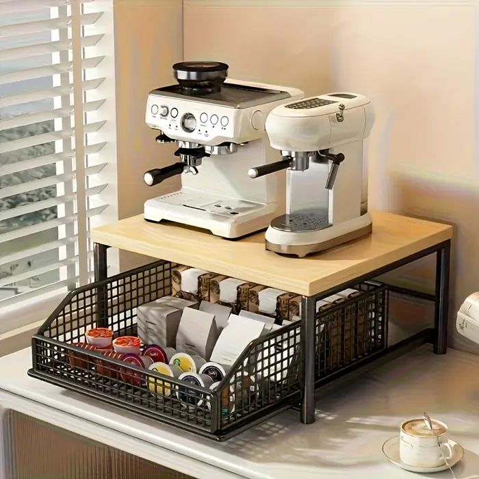 1 noir/blanc cuisine micro-ondes support boîte de rangement tiroir gain de place comptoir support de