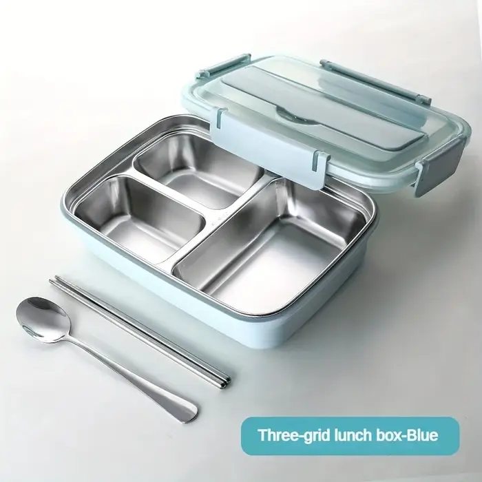 Boîte à déjeuner en acier inoxydable anti-fuite avec 3/4 compartiments – Récipient à Bento durable e