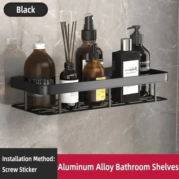 Étagère de salle de bain murale sans perçage pour rangement de maquillage, shampoing et accessoires
