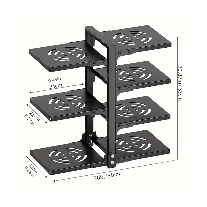 Étagère à casseroles/porte-ustensiles multi-niveaux réglable en hauteur