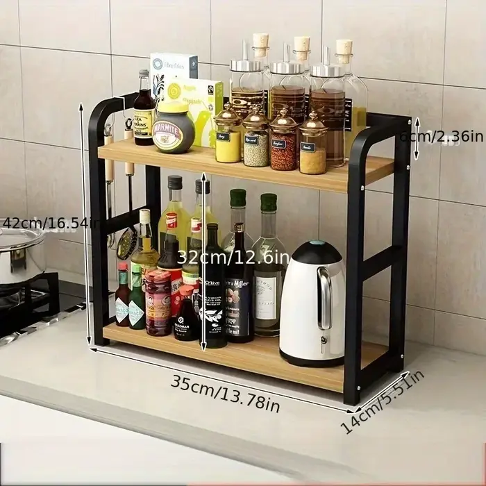 Étagère de comptoir en métal à 2 niveaux, 1 pièce - Organisateur peu encombrant pour café, tasses et