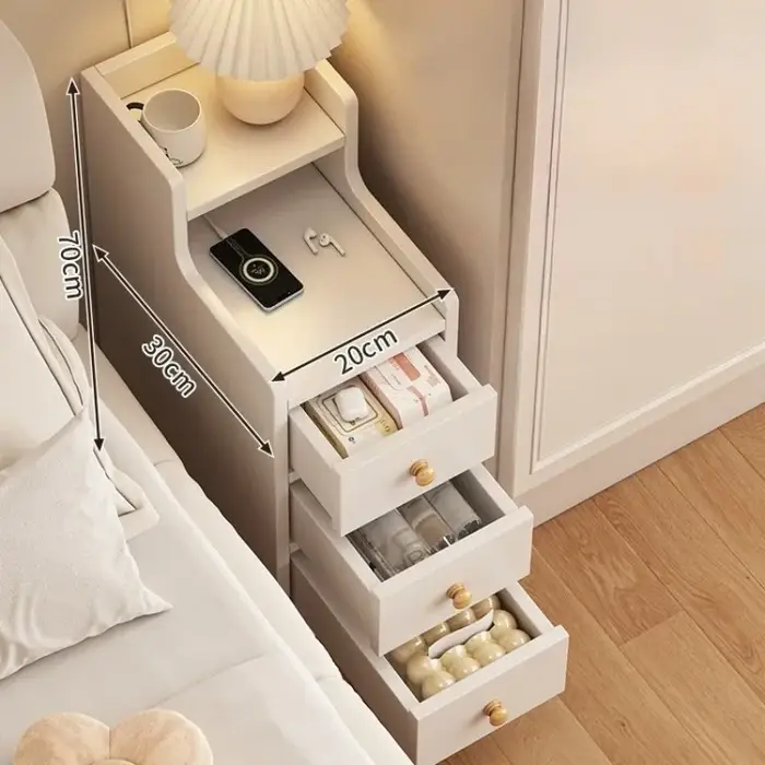 Table de chevet pour chambre à coucher, étagère de chevet extrêmement étroite, 20 cm de large, mini 