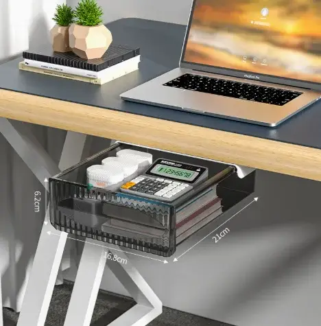 Nouvelle boîte de rangement invisible sous le bureau, tiroir coulissant grande capacité à suspendre 