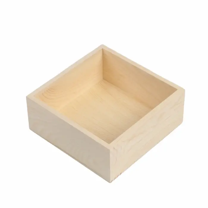 Nouvelle boîte en bois carrée décorative