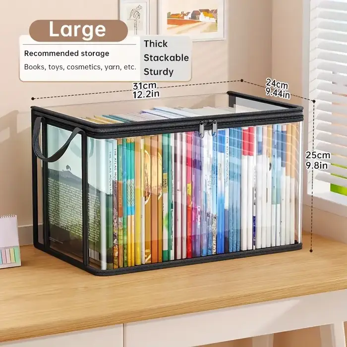Boîte de rangement en PVC transparent | Couvercle rabattable et fenêtre de vue | Organisateur multi-usage pour jouets