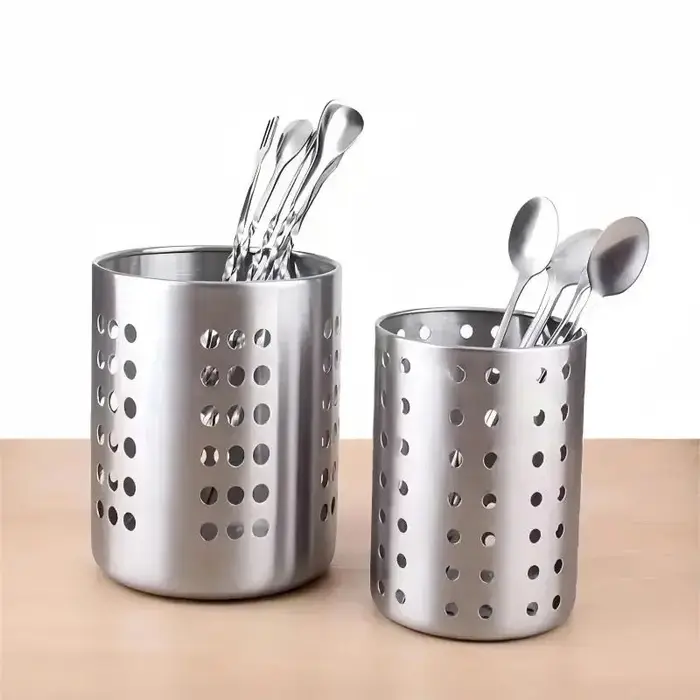 Boîte de rangement pour baguettes cylindriques en acier inoxydable, 1 pièce, adaptée aux cuisines domestiques, aux restaurants et aux dortoirs