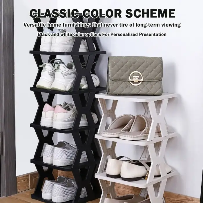 Étagère à chaussures en plastique simple pour l'entrée