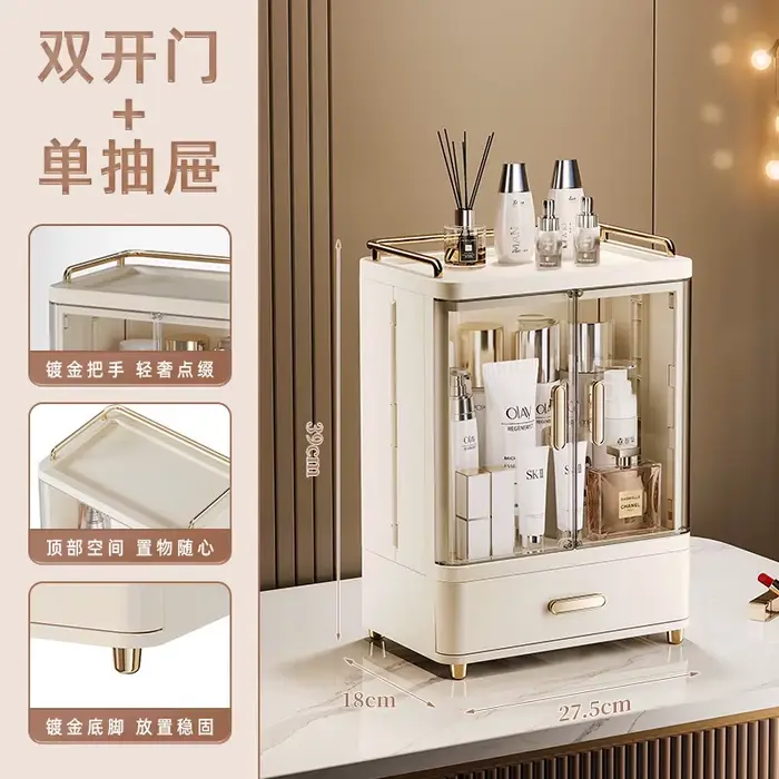 Boîte de rangement cosmétique de bureau anti-poussière, armoire à maquillage à tiroirs de grande cap