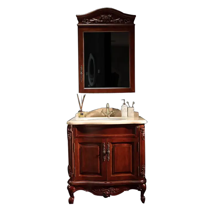 Vanité d'armoire de salle de bain en bois sur pied de style classique européen