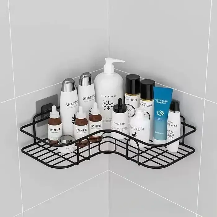 Étagère de salle de bain, étagères de rangement d'angle murales, porte-shampooing, support cosmétiqu