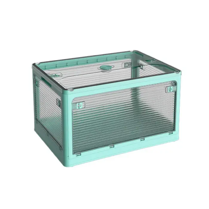 Boîte de rangement de livres de grande capacité avec anneau de traction, bac en plastique transparen