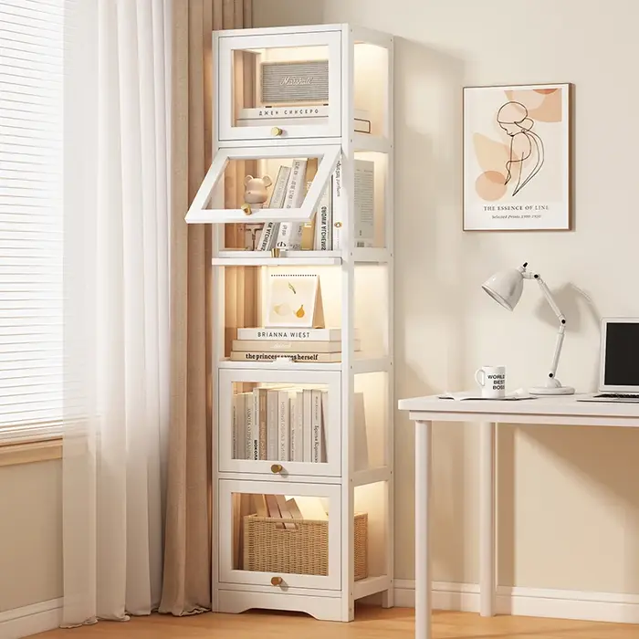 Armoire à livres moderne en acrylique transparent avec portes