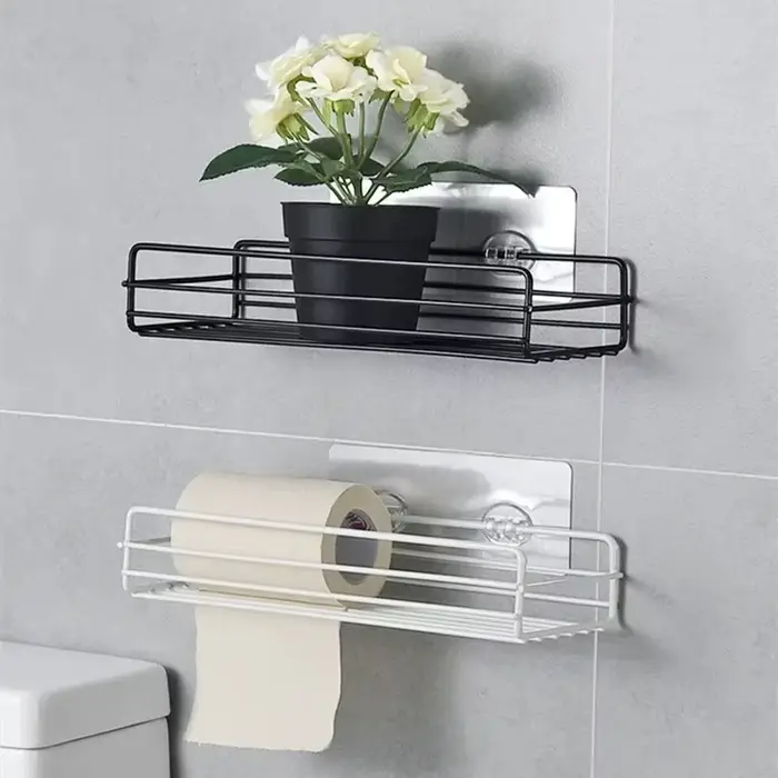 Étagère murale flottante en métal pour salle de bain, chariot de rangement, rideau de douche, organisateurs de rangement de cuisine, commode