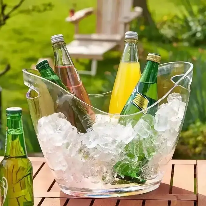 Nouveau seau de stockage de glaçons en plastique transparent 4L/8L ou bouteilles de Champagne refroidisseur de glace décor de Bar pour la cuisine à la maison Bar café utilisation