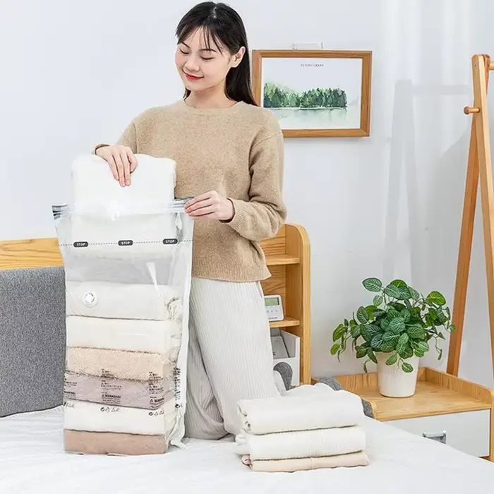 Aucune pompe requise sac de Compression sous vide pour ranger les vêtements sacs emballés vides organisateur de rangement accessoires de voyage