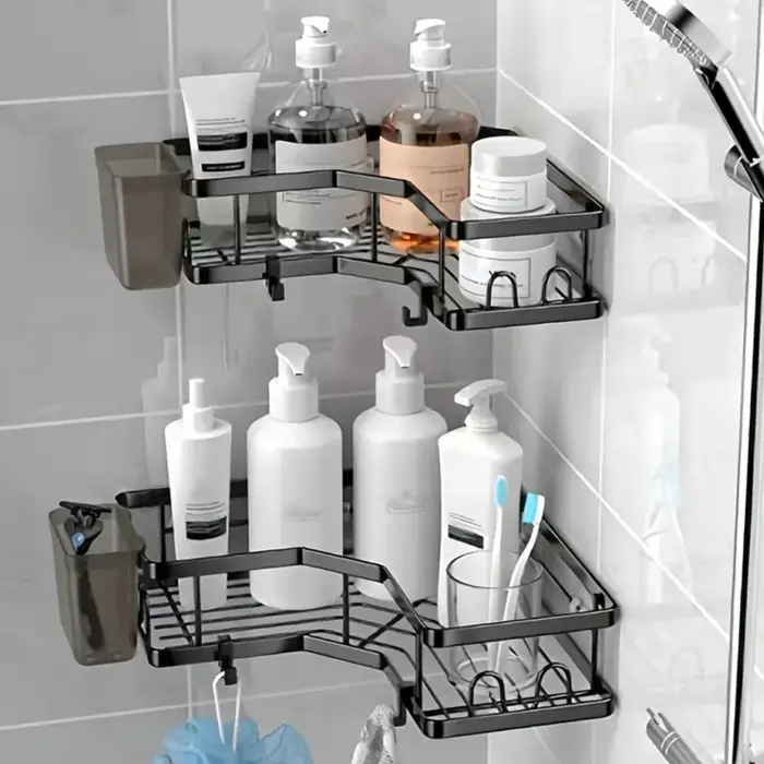 Étagère triangulaire Double couche en acier inoxydable