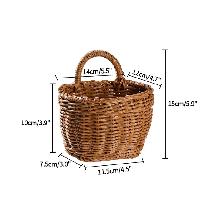 Panier de rangement tissé à la main, paniers de fruits, légumes et fleurs, sac de courses en rotin, 