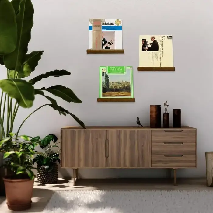 Porte-disque mural en bois et vinyle, petite étagère d'affichage