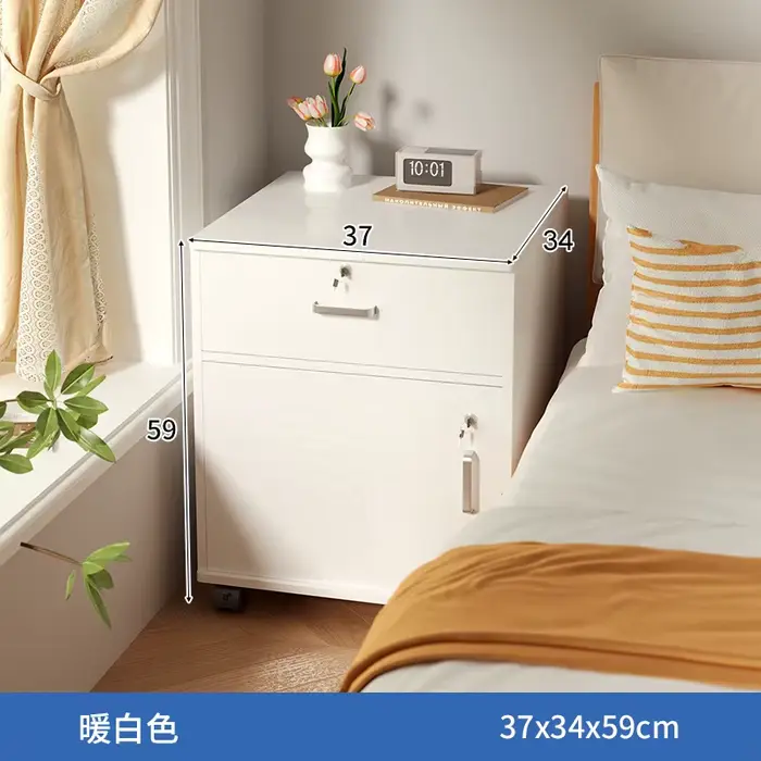 Armoire de chevet avec serrure Simple, étagère de rangement multifonctionnelle mobile, meuble bas po