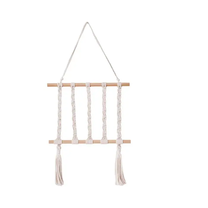 Étagère décorative en corde de coton artisanale, tapisserie tissée créative, support de rangement mu