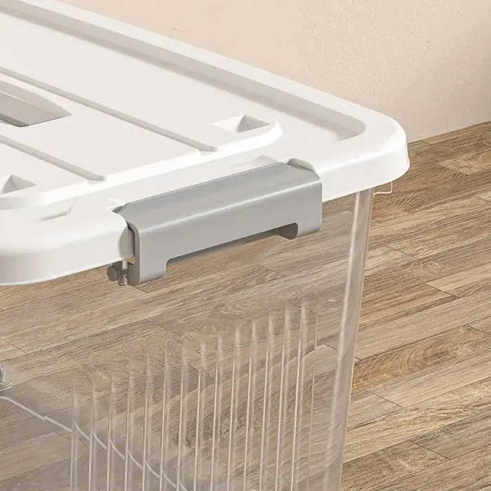Boîte de rangement noire transparente pratique en plastique avec couvercle