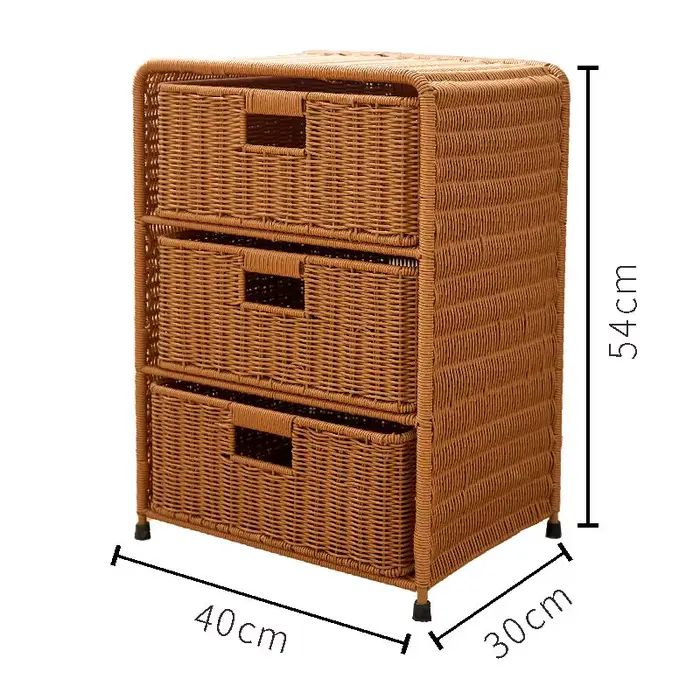 Armoire de rangement à trois niveaux de Style rotin