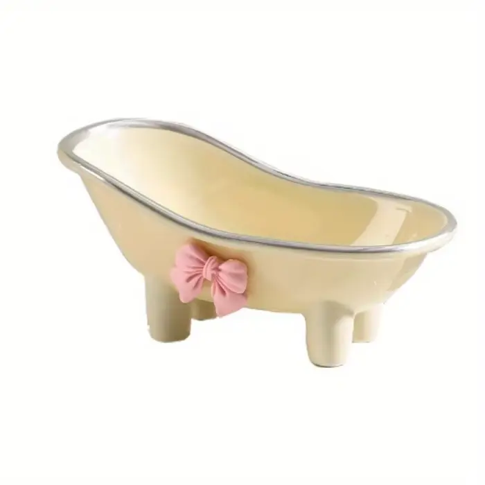 1 boîte à savon adorable avec nœud papillon, porte-savon créatif en forme de baignoire.