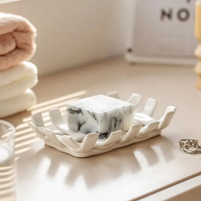Porte-savon tissé en céramique