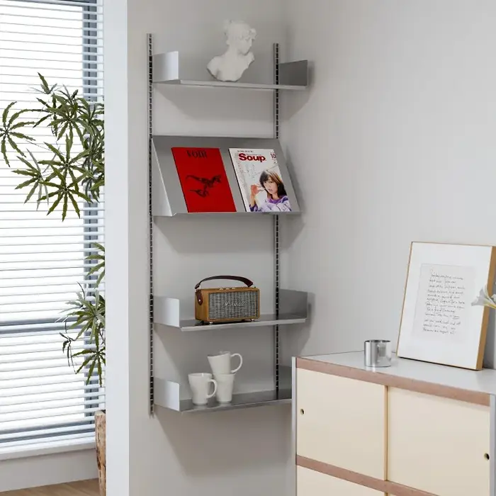Étagère de rangement modulaire en acier inoxydable, bibliothèque pour salon, gain de place, organisateur d'affichage, système de vitrine murale