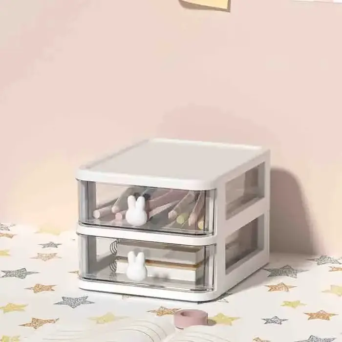 Boîte de rangement multi-niveaux transparente en PP (2-5 niveaux) – Organisateur de bureau modulaire