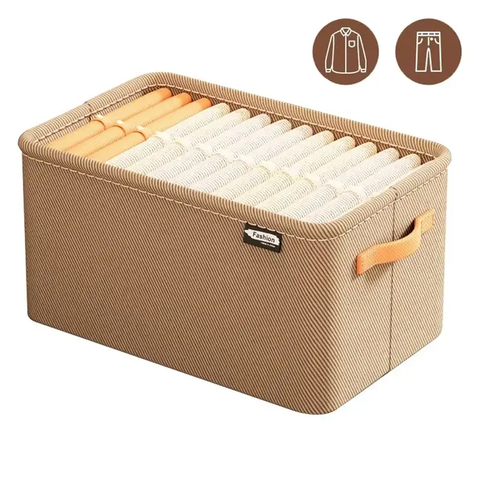 Boîte de rangement pliable en tissu grande capacité avec cadre en acier épaissi