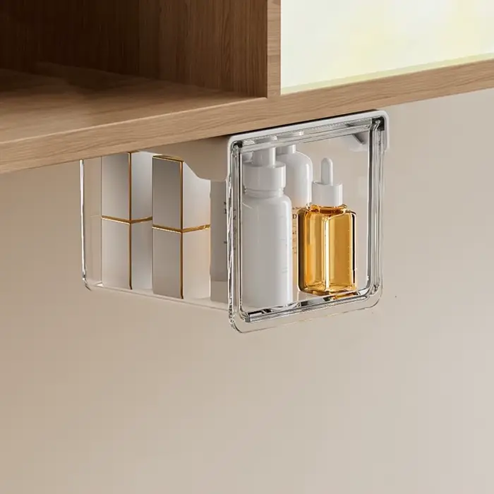 Boîte de rangement de Style tiroir en plastique, conteneur de rangement de maquillage auto-adhésif d