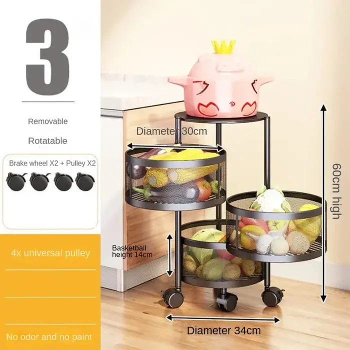 Supports de cuisine étagère à légumes multifonctionnelle Fruits support de rangement rotatif panier 
