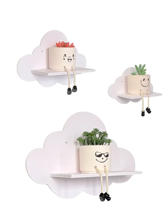 Ensemble de 3 étagères d'angle flottantes Beskadi Cloud, étagères murales d'angle Cloud pour chambre