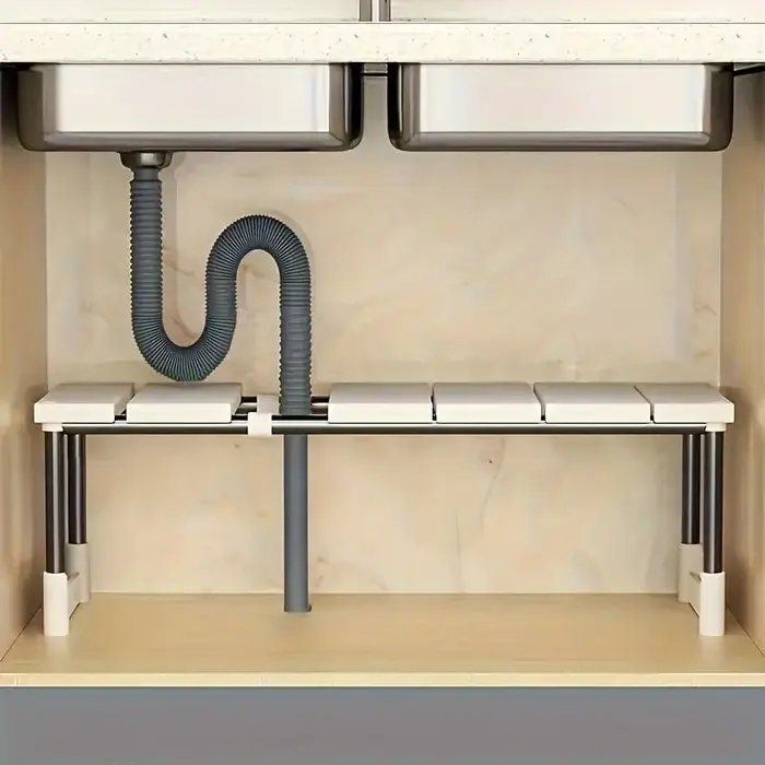 Étagère de rangement réglable sous l'évier en acier inoxydable, multi-niveaux, gain de place, adapté