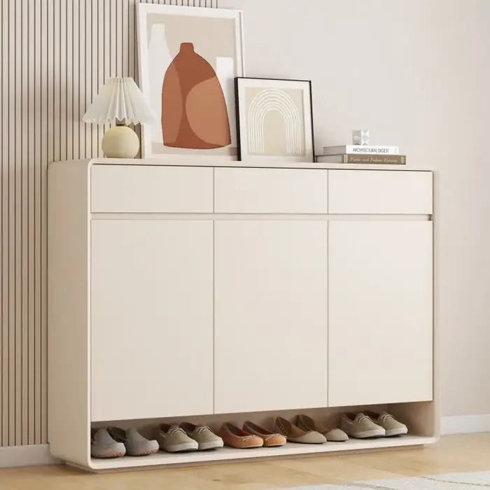 Meuble à chaussures scandinave en bois blanc