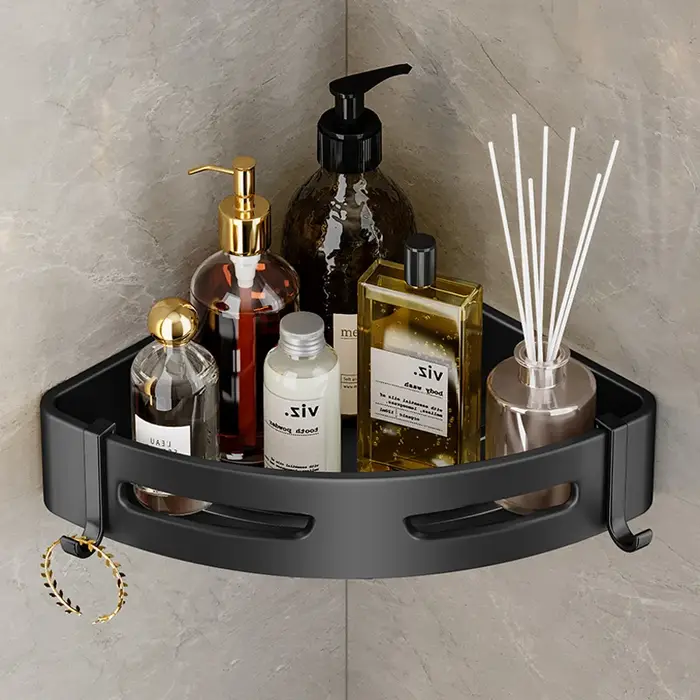 Étagère de salle de bain, espace d'angle, panier triangulaire en aluminium, salle de douche, support