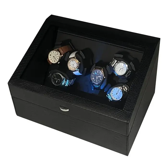 Boîte de remontoir de montre pour montres automatiques, support rotatif de 6 montres