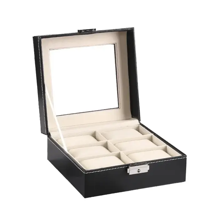 Boîte de rangement pour montres en cuir PU