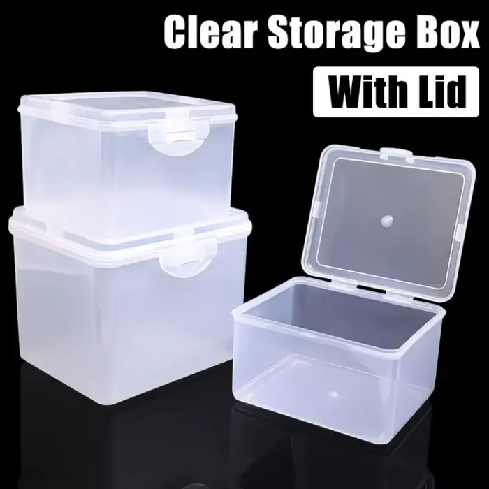 Boîte de rangement en plastique transparent avec couvercle