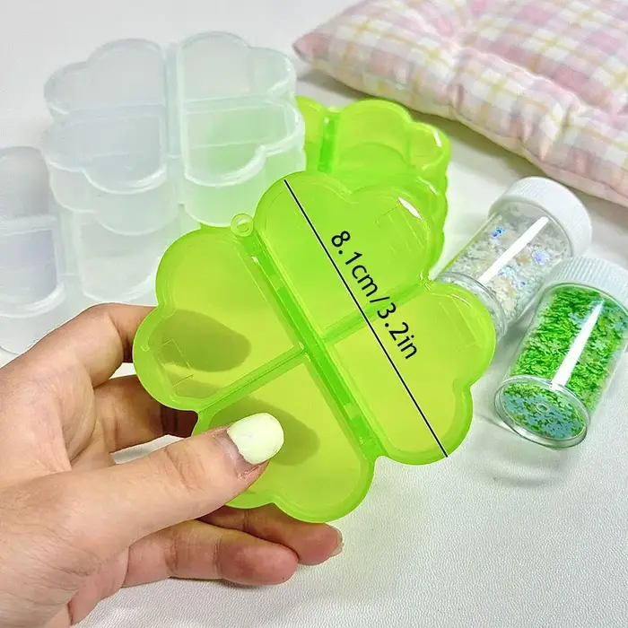 Boîte de rangement trèfle à quatre feuilles, 4 grilles, conteneur de médicaments, boîte à pilules, t