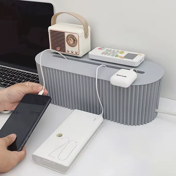 Boîte de rangement domestique multifonctionnelle, boîte de rangement pour câble de charge, prise de rangement sûre, câble, chargeur de téléphone portable