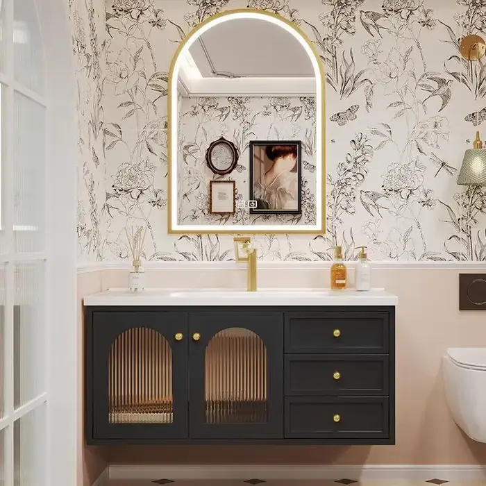 Meubles de rangement pour salle de bain, meubles d'intérieur modulaires, meuble-lavabo double vasque