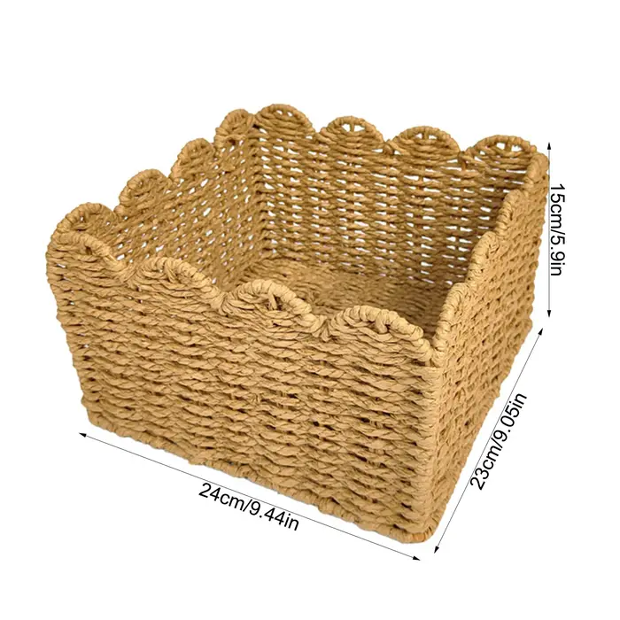 Panier de rangement polyvalent en osier grande capacité en corde de papier pour l'organisation de la